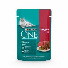 Влажный корм Purina One для кошек, говядина/морковь, 75 г