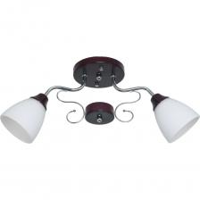 Потолочный светильник ЭкономСвет 50640/2CR+BR WT представляет собой надежное решение для освещения помещений. Он выполнен в современном стиле и идеально вписывается в интерьер благодаря сочетанию белого и коричневого цветов. Светильник накладного типа крепится на планку, что обеспечивает простоту установки. Он поддерживает использование как ламп накаливания, так и светодиодных ламп с цоколем E27, что позволяет выбрать наиболее подходящий вариант освещения. Мощность каждой лампы составляет 60 Вт, а общая мощность светильника достигает 120 Вт, что достаточно для освещения площади до 4 м?. Светильник изготовлен из качественных материалов: арматура из металла, а плафоны из матового стекла молочного цвета.