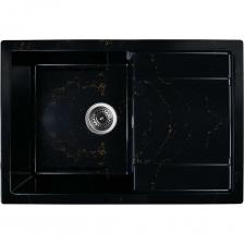Новая коллекция каменных моек WISENT с расцветками под мрамор представляет собой стильные и функциональные решения для кухни. ВАЖНО! Каждая прожилка создана индивидуально, делая каждую мойку уникальной и неповторимой. Глубокая каменная мойка WISENT WB27-14 выполнена в красивом сочетании черного цвета с золотыми тонкими прожилками. Исполнение врезной раковины оборачиваемое. Универсальная мойка может устанавливаться крылом как в левую, так и в правую стороны. Отметки для высверливания отверстия намечены с обратной стороны крыла мойки. Отверстие рекомендуется делать алмазной коронкой диаметром 35 мм. Раковина изготовлена из материала "Искусственный гранит". Состав материала: 80% гранитно-мраморная крошка, 20% полимерные связующие. Мойка укомплектована итальянским сифоном WGER001, который обеспечивает надежную защиту от засоров и утечек, диаметром сливного отверстия 90 мм с разборным выпуском, нержавеющей решеткой, отводом для бытовой техники, с круглым переливом. Выпуск и корзинный клапан изготовлены из нержавеющей стали, комплектующие и винт - из никелированной латуни. Укомплектован гофротрубой для подключения к канализации.