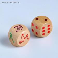 Кубики для взрослых "Позы", 2 шт, 2.9 x 2.9 см, деревянные, 18+
