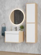 Тумба подвесная Onika «Дайлер 60», c раковиной «Керамин. Бергамо Нова 60», цвет белая/дуб сонома