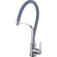 A54012N-12 смеситель для кухни с фиксатором излива, H=405 мм сатин/серый сталь SUS304 картридж SEDAL D=35 мм аэратор NEOPERL силиконовый гибкий излив H=235 мм гибкая подводка: 450 мм в комплекте крепёж: гайка Предназначен для подачи и смешения холодной и горячей воды, поступающей из централизованных или местных систем холодного и горячего водоснабжения. Не предназначен для смешивания других иных жидкостей. Продукция торговой марки FASHUN соответствует общеевропейским стандартам (CE), американским стандартам (UL), международным стандартам качества (ISO). Продукция, товарный знак, упаковка, маркировка защищены патентным правом, имеют сертификаты качества.