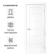Дверь межкомнатная глухая Легда-28.1 80x200 см полипропилен цвет белое дерево с замком и петлями