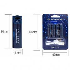 Аккумуляторные батарейки АА 1,6 v 1800 mWh с зарядкой от USB кабеля, 4 шт.