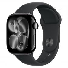 Apple Watch Series 11, 46 мм корпус из алюминия цвета «Jet Black», ремешок Sport Band размера S/M цвета «Black»