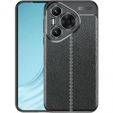 Чехол на HUAWEI Pura 70 силиконовый под кожу чёрный противоударный