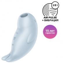 Вакуумный стимулятор клитора с вибрацией Satisfyer Seal You Soon, голубой