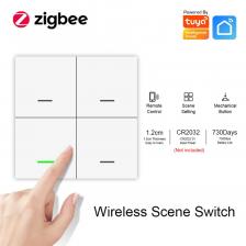 4-бандовый Tuya ZigBee, беспроводной 12-переключатель сцен, кнопочный контроллер, сценарий домашней автоматизации с питанием от батареи для устройств Tuya