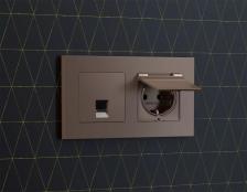 Комплект мех-ма компьютерной розетки RJ-45 экранированной с автоматической защитной шторкой Alfa Темная бронза матовый Quant Ambrella Volt MA642005 (AP6420, VM185)