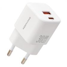 Сетевое зарядное устройство Keephone USB-A & Type-C PD 30W GaN Wall Charger White