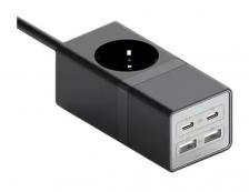 Сетевой удлинитель Spetime Gan 3 Pro 65W (1 розетка, 2xUSB; 2xUSB Type-C) Black