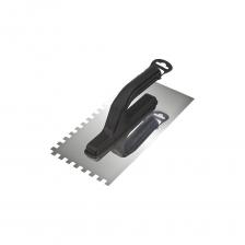 Нержавеющая гладилка REXANT 130х270 мм, зуб 6х6 мм, пластиковая ручка 89-0253