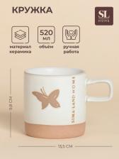Кружка SL Home «Бабочка», 520 мл, 13.5x9.6x9.8 см, керамика, белая