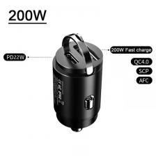 Мини-автомобильное зарядное устройство 200 Вт, быстрая зарядка, мини-USB, адаптер для автомобильного прикуривателя, аксессуары