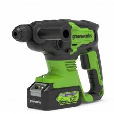 Перфоратор аккумуляторный GreenWorks GD24SDS2K4, 2 ДЖ, 24V, c 1хАКБ 4 Ач и ЗУ