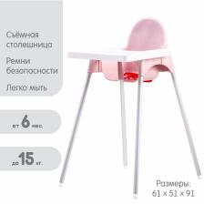 Стульчик для кормления пластиковый, розовый