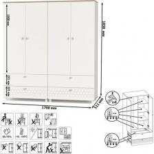 Два детских шкафа для одежды Эйп, цвет белый/дуб белый, ШхГхВ 170х51,1х183,8 см, универсальная сборка