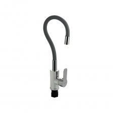 Смеситель для кухни BRIMIX шаровый, из высокопрочного АБС пластика, с алюминиевым основанием, с гибким серым изливом, цвет хром 5927