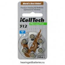 Батарейки для слуховых аппаратов №312 iCellTech (6 штук)