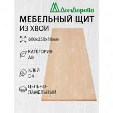 Мебельный щит Дом Дерева 800x250x18мм Хвоя АВ Цельный