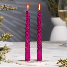 Набор свечей витых, 1.5x15 см, 2 шт., блестки, сиреневый