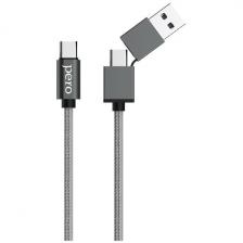 Дата-кабель Pero DC-07 UNIVERSAL 2 in 1 USB-A + PD to Type-C 1m Silver