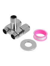 Кран двойной ZEIN engr, 1/2" x 1/2", два вентиля, кран-букса керамика, нерж. сталь, хром