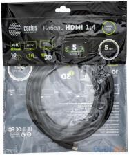 Кабель аудио-видео Cactus CS-HDMI.1.4-5 HDMI (m)/HDMI (m) 5м. позолоч.конт. черный