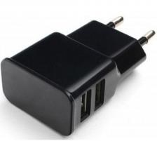 Сетевое зарядное устройство Cablexpert Адаптер питания 100/220V - 5V USB 2 порта, 2.1A, черный (MP3A-PC-12)