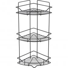 Современный дизайн коллекции Grid поможет сделать интерьер более персональным: угловая полка будет отлично смотреться в разных стилях интерьера, как ванной, так и кухни. Целых три яруса позволят эффективно использовать вертикальное пространство: для эстетичного хранения предметов первой необходимости как крупного, так и мелкого размера. Лаконичная полка Grid – это вместительный органайзер с двумя интегрированными в бортик крючками: на них будет удобно хранить дополнительные кухонные или банные аксессуары.  Полку можно не только вешать на стену, но и устанавливать на плоскую поверхность за счет устойчивых упоров снизу. В этом случае на ней получится разместить и более тяжелые предметы. Решетчатое дно не даст скапливаться лишней влаге, что предотвратит появление плесени. Полка Milardo® в черном цвете выполнена из антикоррозийной стали со стойким матовым покрытием, благодаря чему она прослужит дольше во влажном помещении ванной комнаты. Высококачественная обработка сварных швов и краев проволоки облегчает уход за полкой.