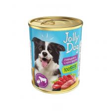 Зоогурман Jolly Dog влажный корм для собак, фарш из говядины с кроликом, в консервах - 350 г повседневный эконом для взрослых с говядиной для всех пород консервы (в железной банке) Российский корм 1 уп. х 9 шт. х 3.15 кг