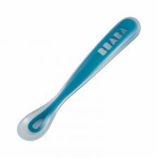 Эргономичная силиконовая ложка Beaba 4+ blue