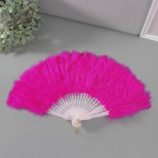 Веер складной «Фуксия», пластик, перо, h=26 см 25 лопастей, 3x46x26 см