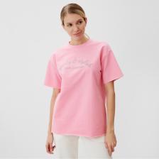 Футболка оверсайз женская MINAKU FIT: SPORTY & STYLISH, светло-розовая, размер 44