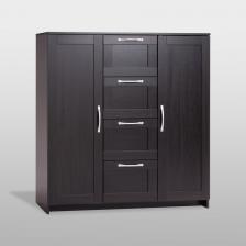 Тумба комод Тумба/комод Гуд ЛАКК СИРИУС 2 двери и 4 ящика, 117x41x123 см, черная, дуб венге 2.02.03.350.5