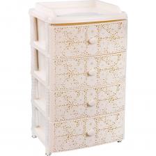 Комод ЗПИ Альтернатива Лаура 4-х секционный, широкий, слоновая кость М6839