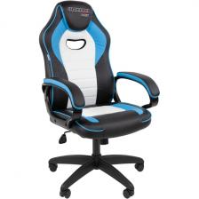 Офисное кресло Chairman Game 16 Россия экокожа черный/голубой/белый CHAIRMAN
