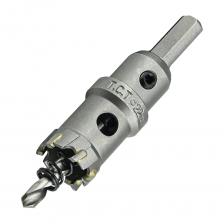 Коронка по металлу твердосплавная 22 мм усиленная HM/TCT Diamond Industrial DIDTCT22Коронка по металлу твердосплавная универсальная 22 мм Diamond Industrial DIDTCT22 с ограничителем позволяет работать со многими видами материалов (тонколистовой металл, нержавеющая сталь, пластик, алюминий, чугун, дерево, пенобетон, газобетон, керамика), но в основном используется для сверления отверстий в черных и цветных металлах.Коронка представляет собой основу из углеродистой стали с ограничительным кольцом и трехгранным хвостовиком, который зажимается в патроне дрели и гарантирует надежность фиксации и отсутствие прокручивания.Режущая часть оснащена прочными твердосплавными (из сплава карбид-вольфрама) зубьями, позволяющими использовать коронку не только в бытовых, но и в профессиональных целях.Центрирующее сверло из быстрорежущей легированной стали - не позволяет коронке сдвигаться при работе. Также в конструкции предусмотрена пружина для выброса вырезанной части материала.Конструкция коронки монолитная, обладает повышенным ресурсом, высоким качеством реза.Шестигранный ключ идет в комплекте.Устанавливается изделие на дрели, шуруповерты, сверлильные станки, а также на перфораторы (при использовании переходного патрона, в безударном режиме).