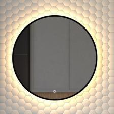 Зеркало круглое Defesto Aura DF 2993S 60x60, с теплой подсветкой, сенсорный выключатель, черное