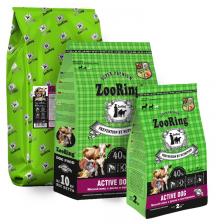 ZooRing Active Dog сухой корм для собак средних и крупных пород, с мясом, рисом и пастернаком - 2 кг повседневный супер премиум низкозерновые для взрослых с пастернаком породы крупного размера мешок Российский корм 1 уп. х 1 шт. х 2 кг