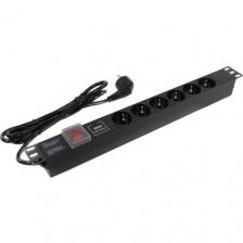 EXEGATE Блок розеток ServerPro PDU-19H608 Al-6S-EU2-SW-SPD1, 19",1U,алюм, 6Schuko, евровилка,2м,SPD1 [EX280833RUS]