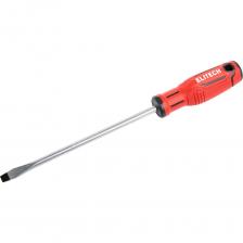 Отвертка ELITECH 211108 с плоским шлицом SL8 х 200 мм из хромованадиевой стали с магнитным наконечником применяется для откручивания-закручивания резьбового крепежа при выполнении различных слесарных работ.  Хромованадиевая стальТвердость HRC 48-54Магнитный наконечникЭргономичная рукоятка  