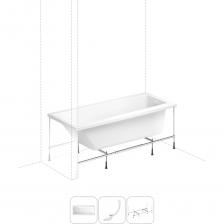 Прямоугольная акриловая ванна Rock производится в размерах 150, 160, 170 см по длине и имеет увеличенную ширину – 75 см, что вместе с расширением чаши ближе к изголовью позволяет комфортно принимать ванну или душ людям разного телосложения с полным погружением в теплую воду. Ширина боковых бортиков увеличена в области слива, что позволит разместить многочисленные флаконы с косметическими средствамир. Основа ванн из литьевого акрила — жесткий 4 мм лист полиметилметакрилата (ПММА), который помещают в вакуум-формовочное оборудование и под большим давлением заполняют матрицу будущей ванны. Для максимальной прочности конструкции по всему основанию купели закладывается усиленная плита ДСтП, а внешняя сторона покрывается смесью полимера с отвердителем и ровингом. После отверждения в ванне высверливают отверстия для слива-перелива. Сифон-автомат Useful Extras от Wellsee изготовлен из полипропилена высокой термической стойкости и прочности, неуязвим к воздействию агрессивных химических средств. Самоочищающаяся форма и изгибы сифона препятствуют скоплению грязи внутри обвязки и поддерживают высокую пропускную способность — 50 л/мин. Конструкция ванны предполагает установку на поперечные ножки или усиленный металлический каркас с максимальной нагрузкой до 500 кг и предусматривает дополнительную фиксацию к стене. Наличие регулировок на каждой ножке и распорках обеспечивает удобство установки на различных поверхностях.