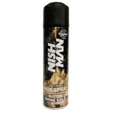Краска для волос спрей NISHMAN SHINE GOLD (золотые блестки), UNISEX для креативных причесок, легко наносится и смывается, без фиксации, 150 мл.