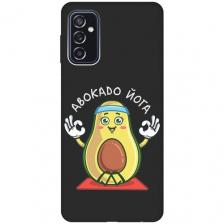 Матовый Soft Touch силиконовый чехол на Samsung Galaxy M52 5G, Самсунг М52 с 3D принтом "Avo-Yoga" черный