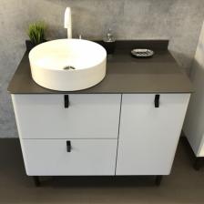 Тумба – умывальник Comforty «Сорренто – 90Н», со столешницей, c раковиной 9110, цвет светло – серый