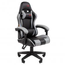 Офисное кресло CHAIRMAN CH29 экокожа, черно-серый 00-07145972 имеет механизм трансформации спинки и подлокотников, стильная тонкая крестовина с яркими защитными накладками, ролики в цвет кресла. Это компьютерное кресло для геймеров, которое обеспечивает комфорт во время сосредоточенной игры или рабочего процесса.Боковая поддержка спины по всей высоте, поддержка шеи и головы и удобные подлокотники с мягкими накладками создают правильную осанку, помогая избежать перенапряжения в спине. Сиденье регулируется по высоте, адаптируя игровое кресло под рост пользователя. А с механизмом трансформации спинки и подлокотников можно зафиксировать угол наклона спинки в любом положении и расслабиться в перерывах.Обивка из качественной экокожи легко очищается от бытовых загрязнений и не требует специального ухода. Прочный каркас кресла и газпатрон 3 класса выдерживают до 120 кг постоянной нагрузки.