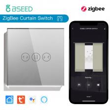 BSEED Zigbee Curtain Switch Беспроводной умный переключатель штор Tuya Google Home Alexa Голосовое управление Стеклянная панель 5A с нейтралью