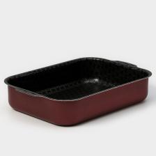 Противень «Хозяюшка», 19x25 см, h=6 см, антипригарное покрытие, цвет бордовый
