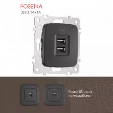 Розетка USB 2.1А+1А Arte Milano 205.46-1.black